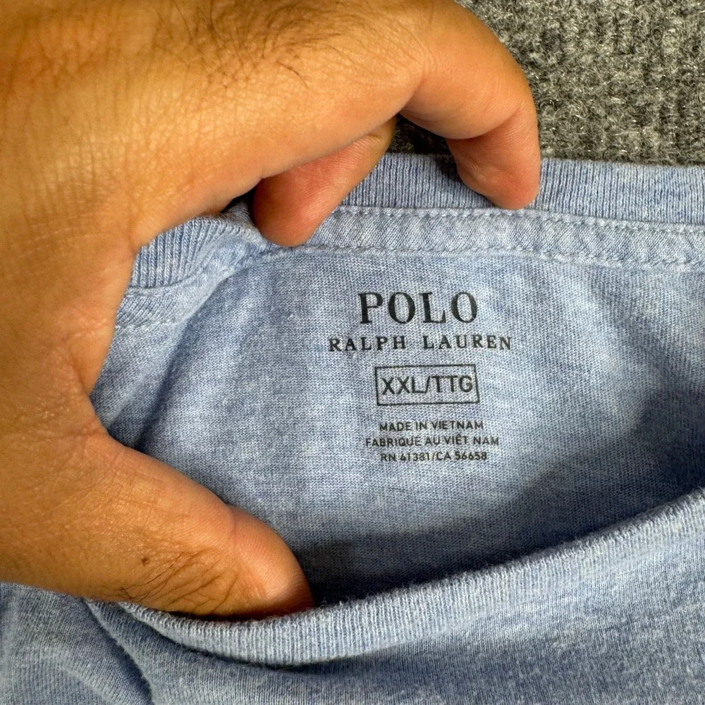 Polo Ralph Lauren T-Shirt Mens Size XXL Blue Cotton Heather Crew Neck Pony Logo